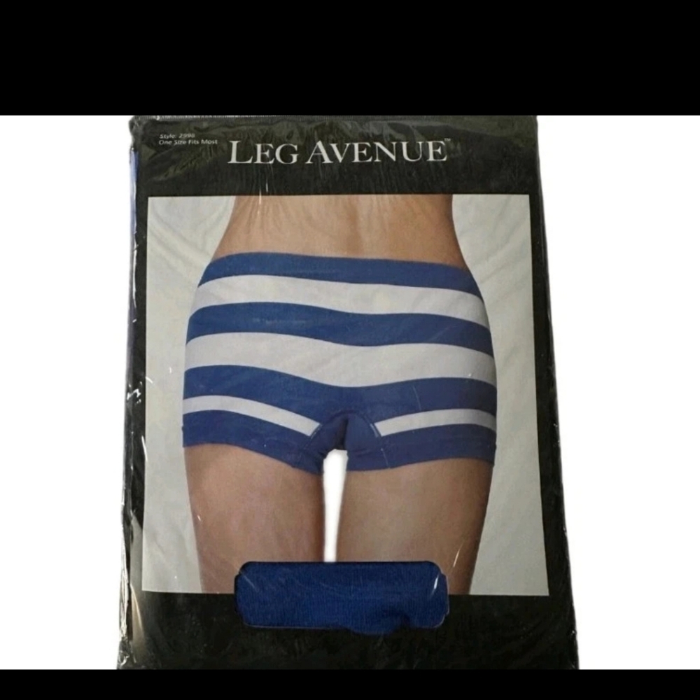 HALLOWEEN  COSTUME SEAMLESS   BLACK WHITE  STRIPE  SPANDEX BOY SHORT LEG AVENUE